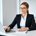 Businesswoman in a Modern Office**

A professional businesswoman in a modest business suit, sitting at a desk in a modern office, fully clothed, appropriate attire, safe for work, perfect anatomy, natural proportions, professional photography, high quality, bright and clean setting.

**