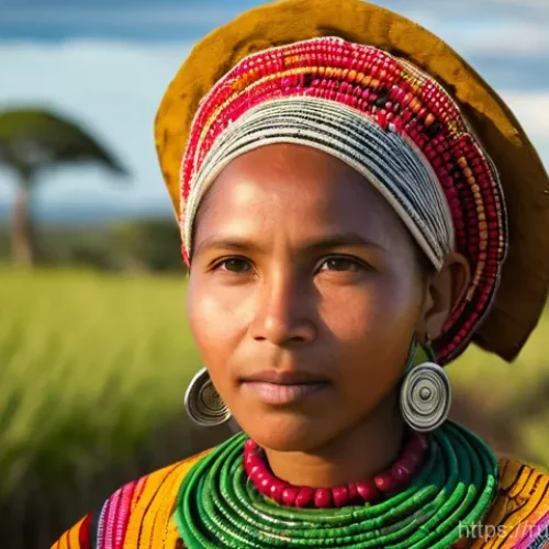 마다가스카르 전통 춤과 음악 - **Valiha Virtuoso in a Serene Setting:**
    "A captivating close-up portrait of a Malagasy musician...