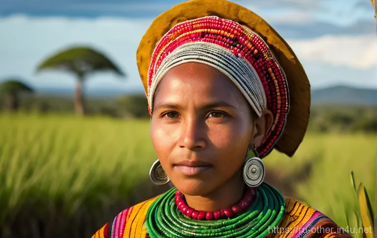 마다가스카르 전통 춤과 음악 - **Valiha Virtuoso in a Serene Setting:**
"A captivating close-up portrait of a Malagasy musician...