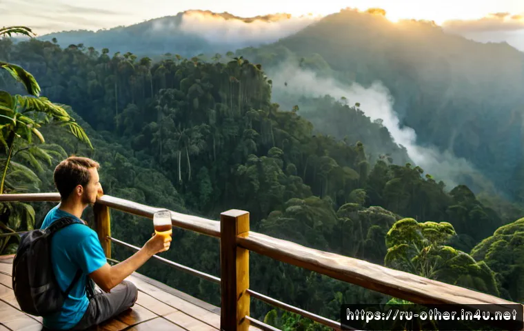 Home 17 파푸아뉴기니 대자연 속 힐링 여행 - Photorealistic wide landscape of Papua New Guinea’s lush highland rainforest at sunrise, a tranquil ...
